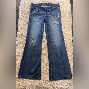 Distressed and Faded AE Flare Jeans